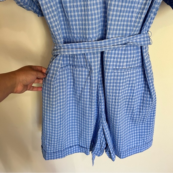PEARL BY LELA ROSE Seersucker Belted Romper 16 - Picture 14 of 14